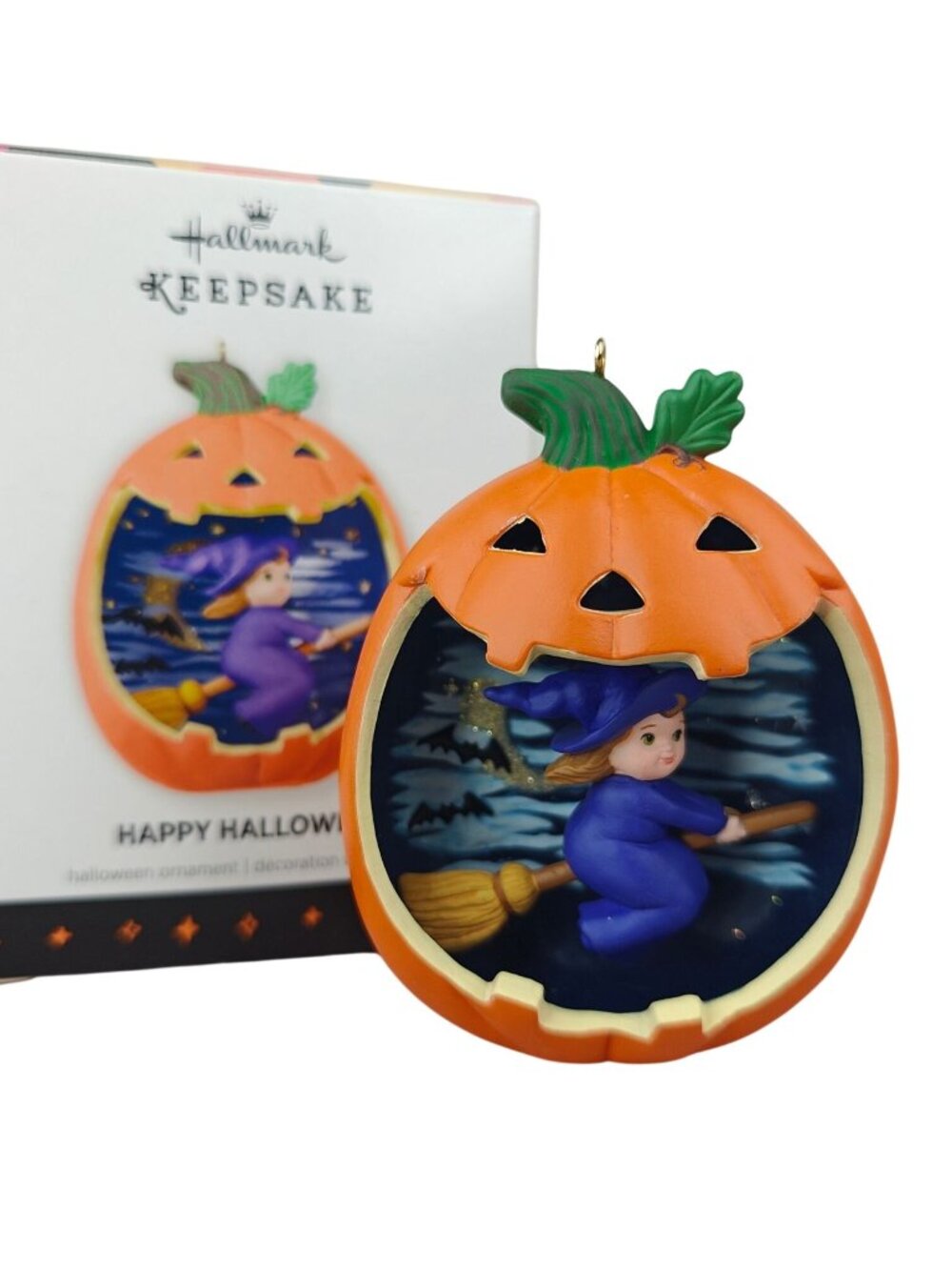 Hallmark Keepsake Happy Halloween Ornament 2013 Jack-O-Lantern Witch Scene